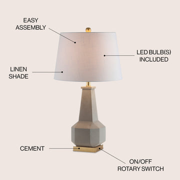 Ariel 26.5" Cement LED Table Lamp - JONATHAN Y